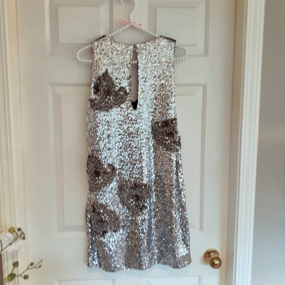NWT custommade sequin silver & black cocktail shift holiday dress, XS - Picture 8 of 10